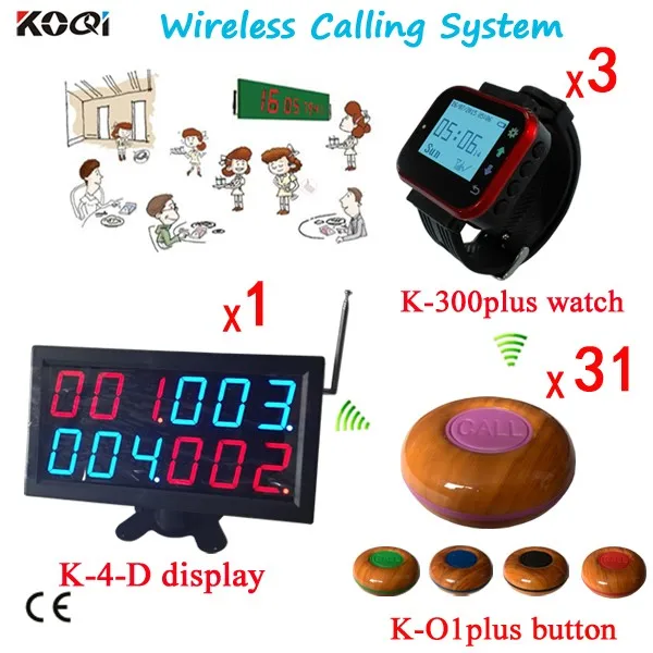 K-4-D+K-300plus-red+K-O1plus-purple 1+3+31 KOQI Wireless Waiter Service Calling System
