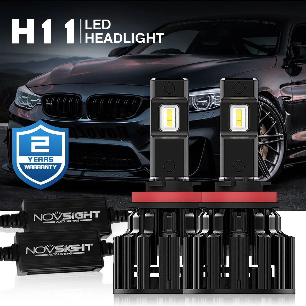 NOVSIGHT H7 светодиодный H4 H11 9006 9005 яркие автомобильные лампы, лампы 100W 20000LM декодер светодиодная фара головного света автомобиля передние фары 6000K 12V 24V