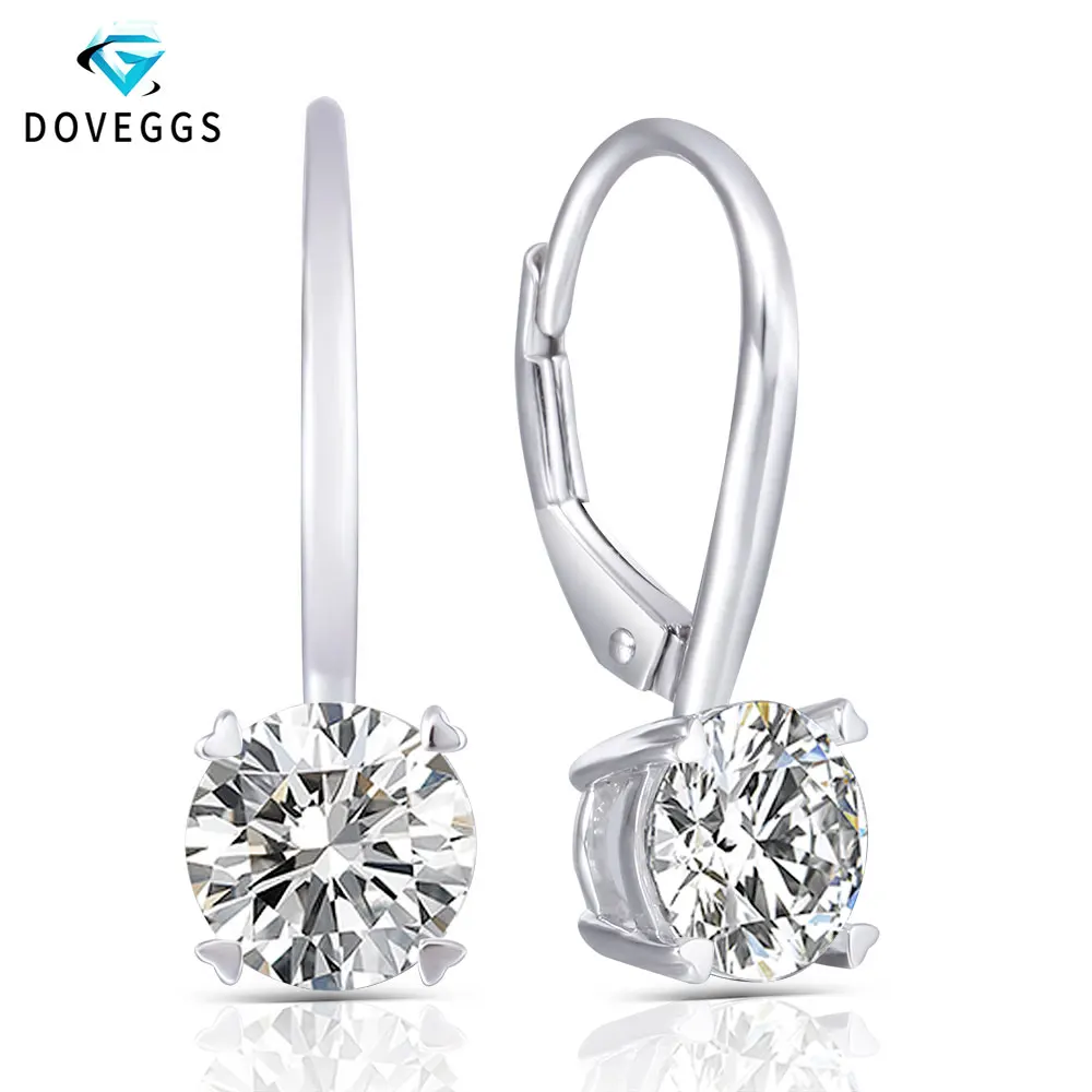 

DovEggs 14K 585 White Gold 2CTW 6.5mm GH Color Clear Moissanite Hoop Earrings for Women Gift Gold Moissanite Diamond Earrings