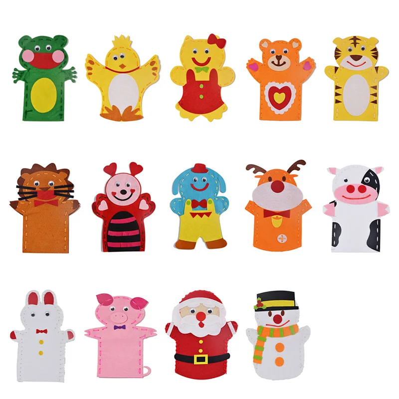 

Crafts Handmade Kids Child Creative Activity Top DIY Accessories Hand Puppet Non-Woven Cloth Animal DIY Sewing Puppet Toys hot