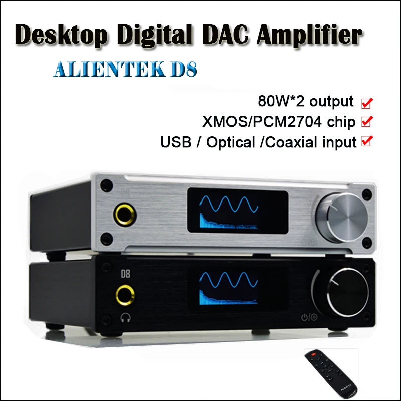 ALIENTEK D8 Class D Power Amplifier Home Digital Amplifier Audio DAC USB Hifi Amplifiers 80W XMOS PCM2704 Optical input Amp ALIENTEK D8 Class D Power Amplifier Home Digital Amplifier Audio DAC USB Hifi Amplifiers 80W XMOS PCM2704 Optical input Amp