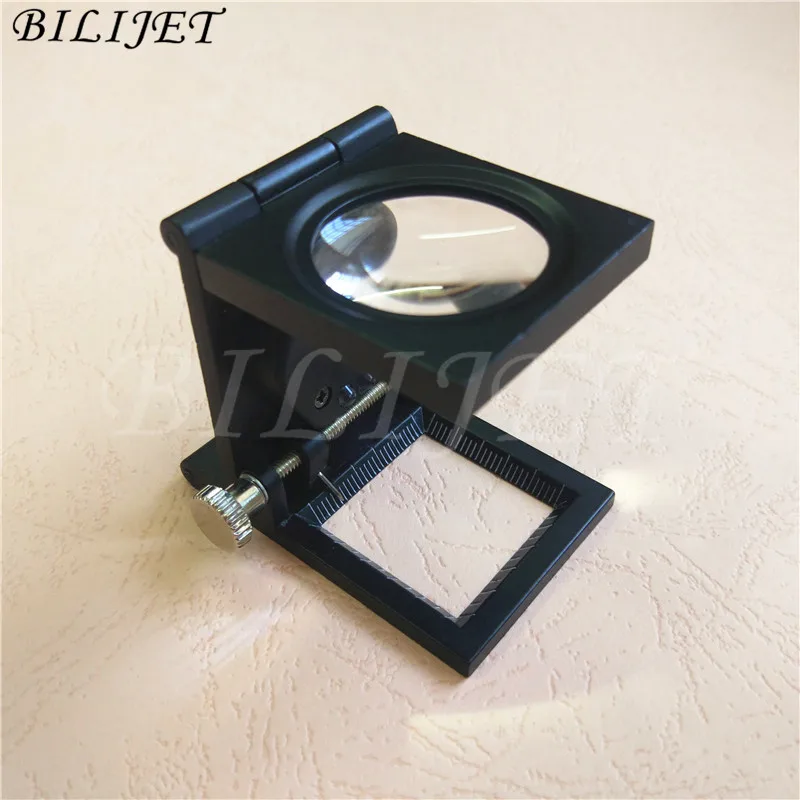 1 piece Black Full Metal folding 10 times magnifying glass LED for printing 10X offset printer