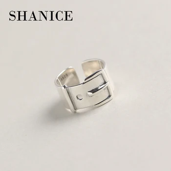 

SHANICE Belt Design 100% Celebrity 925 Sterling Silver Jewelry Wide Glazed Open Rings for Women bijoux en argent