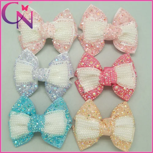 12 шт./лот бутик стразы волосы луки с заколки-девочек-младенцев оптовая продажа