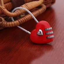 200pcs Lovely Heart Shape Resettable Combination Padlock Metal Luggage Suitcase Bag Diary 3 Digits Lock Cabinet Safe ZA1351