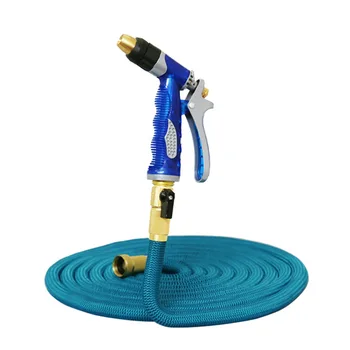 

Wholesale 50FT Multipurpose quintuple expandable Magic Garden Threaded Hose Washing Car bronze water gun Watering Kits