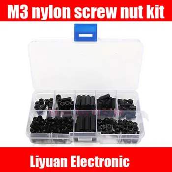 

1set M3 nylon screw nut kit / 180PCS black nylon spacers combination package