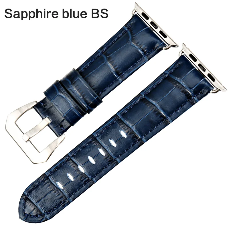 Браслет MAIKES, Ремешки для наручных часов из натуральной кожи, ремешок для часов Apple watch, ремешок 44 мм, 40 мм, 42 мм, 38 мм, серия 4, 3, 2, iwatch - Цвет ремешка: Sapphire Blue BS