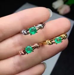 100% стерлингового серебра 925 настоящий природный зеленый изумруд кольца fine Jewelry подарок, женские модные открытые Оптовая продажа Новый 4*4 мм