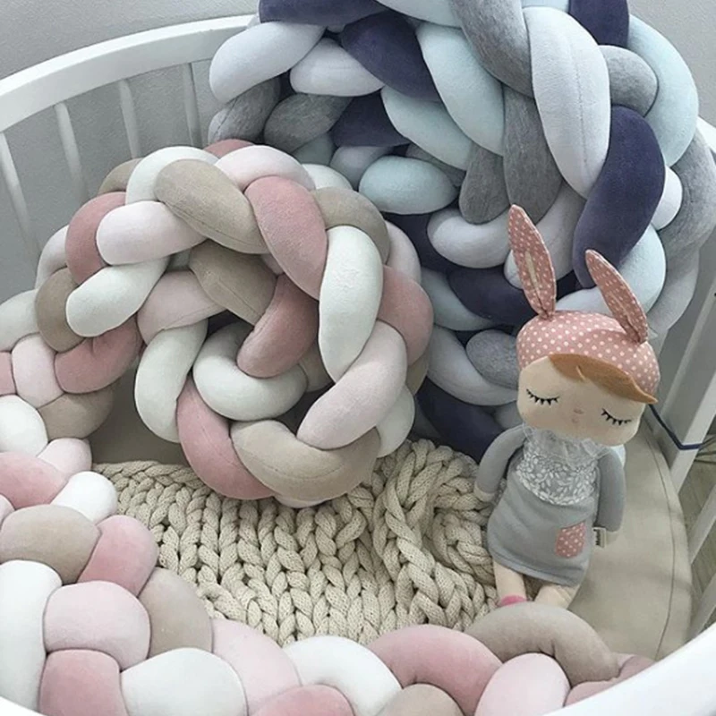  Four-color Baby Knot Bed 2.2M Baby Handmade Nodic Knot Newborn Bed Bumper Tour De Lit Bebe Tresse B