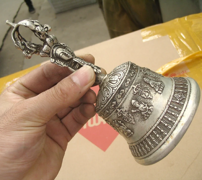 

Buddhism method machinet bell silver statue