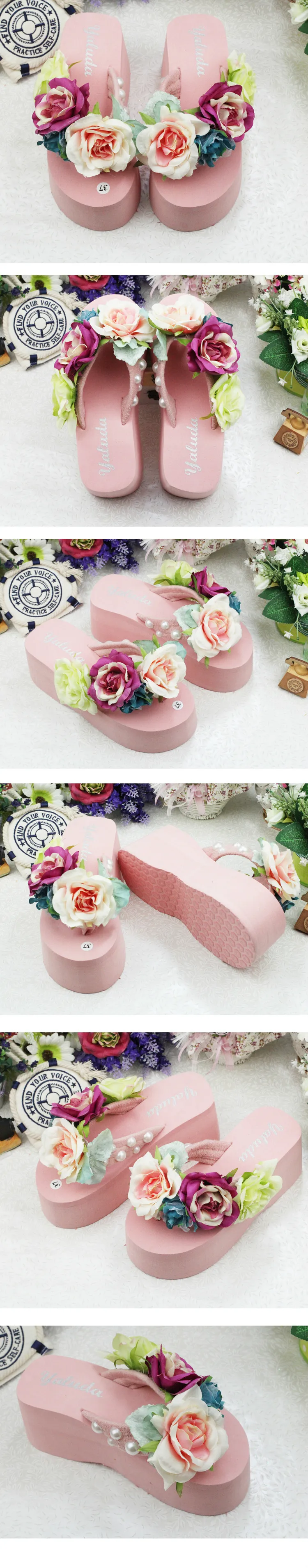 2019 New Womens 7cm Handmade Flower Flip Flops Beautiful Pearl Sandals Shoes Casual Online Shopping45