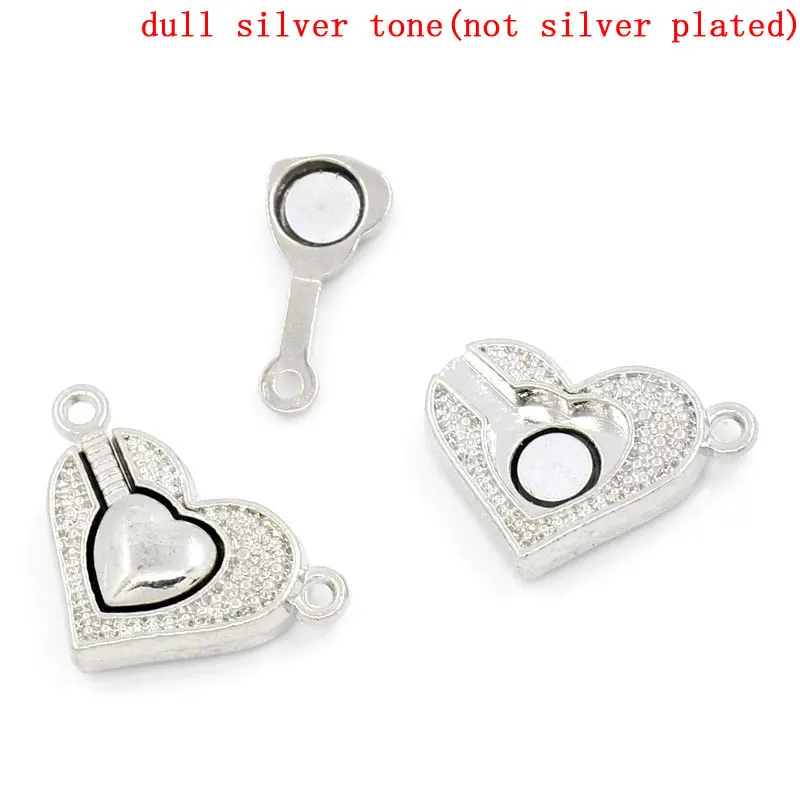 

Copper+Magnetic Hematite Magnetic Clasps Heart Silver Tone 25mm(1") x 15mm( 5/8"), 1 Piece new