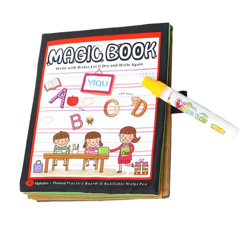 Волшебная книга для рисования воды, книга-раскраска, каракули с волшебной ручкой, живопись, рисование, детские развивающие игрушки - Цвет: Черный