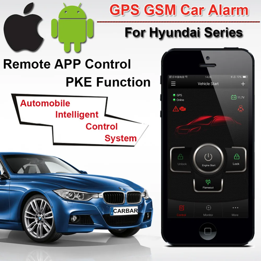 

IOS Android PKE GSM Alarm for Hyundai Car Keyless Entry System Vehicle Door Open GPS Tracker Alarm CARBAR