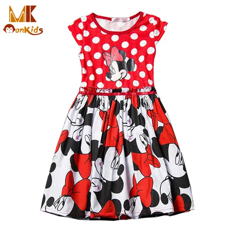 

Monkids Girls Dress Cartoon Mouse Dress Girls Clothes Printing Dot Dress Sleeveless Girl Children Dress Girls Clothing