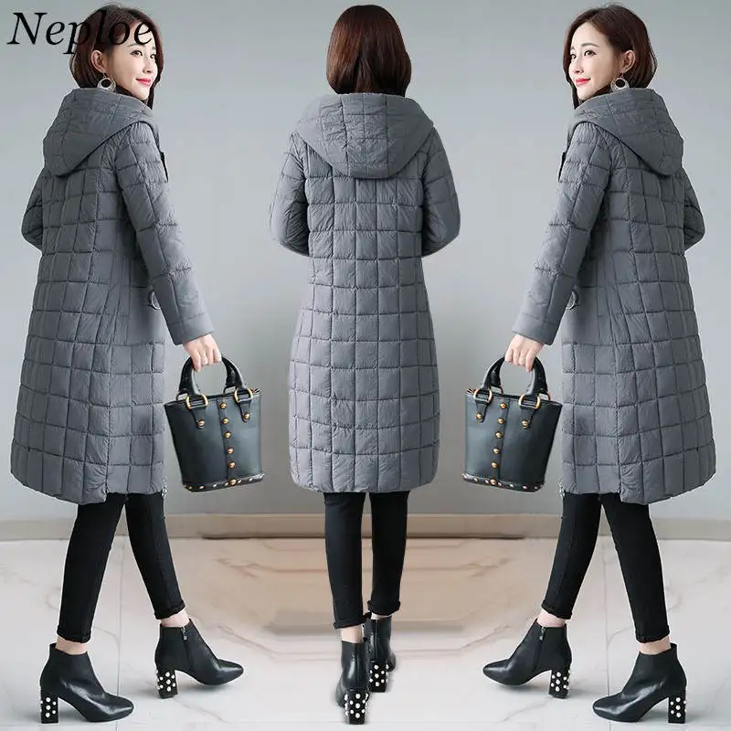 Neploe Medium long Winter Coats 2019 New Slim Over knee Length Jacket