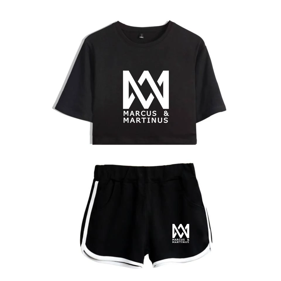 Oefenen doorgaan met Handelsmerk Marcus And Martinus Short Sleeve Printed Crop Top + Shorts Sweat Suits  Women Tracksuits Two Piece Outfit - T-shirts - AliExpress