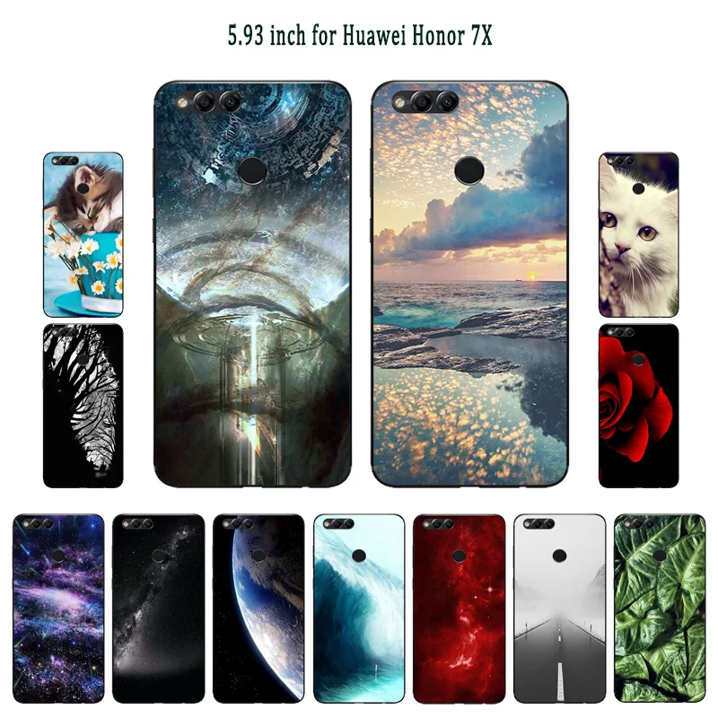 Силиконовый чехол 5 93 дюйма для Huawei Honor 7X задняя крышка с рисунком сна прозрачный