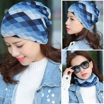 

Long Keeper Fashion 2017 New Spring-Autumn Women's Hats Lattice Pattern Beanies Knitted Hat Ear Protector Cotton Warm Skullies