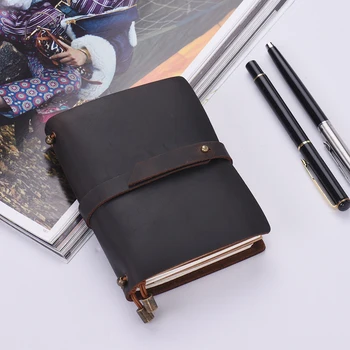 

Portable Travel Journal Diary Leather Writing Notebook Refillable Lined Blank Grid Paper Notepad Gift for Students Business
