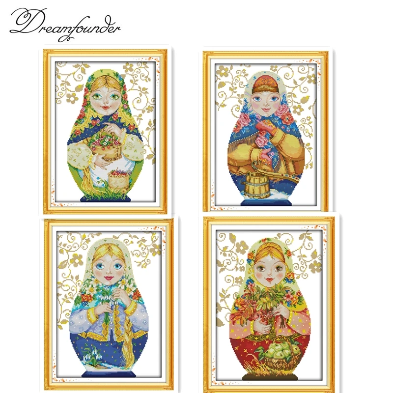 Набор для вышивки крестиком с изображением русской куклы 14ct 11ct|handmade needlework|embroidery