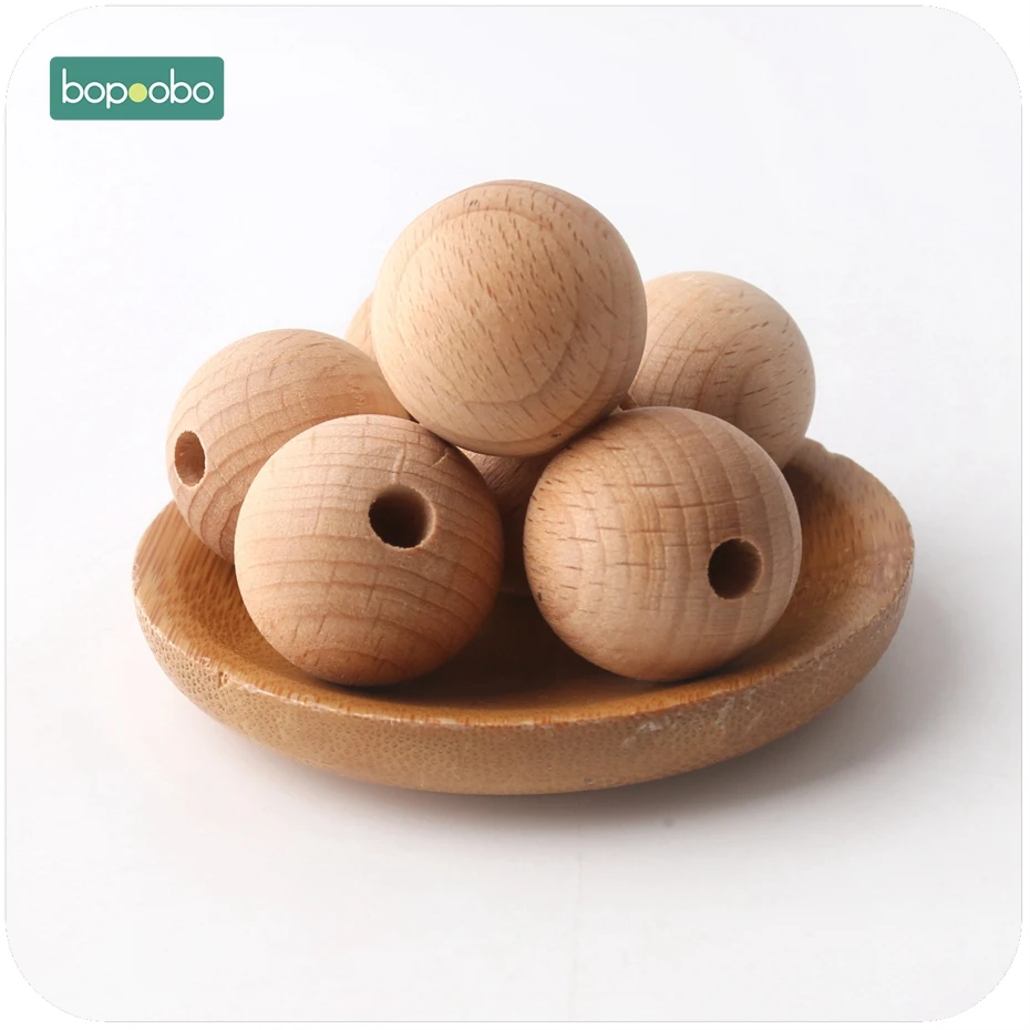 Bopoobo Бук деревянные бусины 50 шт. 25 мм Детские прорезывание зубов для кормления деревянные бусины набор «сделай сам» нетоксичные игрушка для
