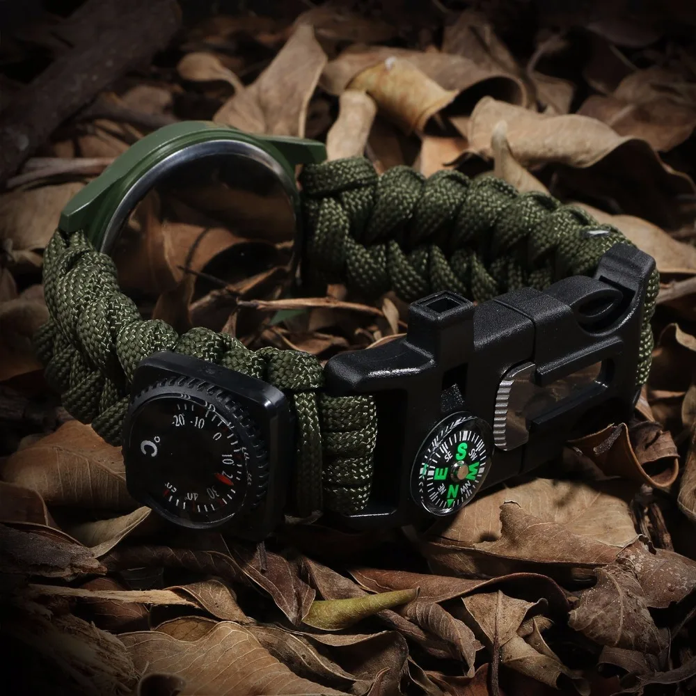 Outdoor Survival Watch Camping Multi tool Multi-functional Compass Thermometer Rescue Paracord Bracelet Equipment Outdoor Tools (17)