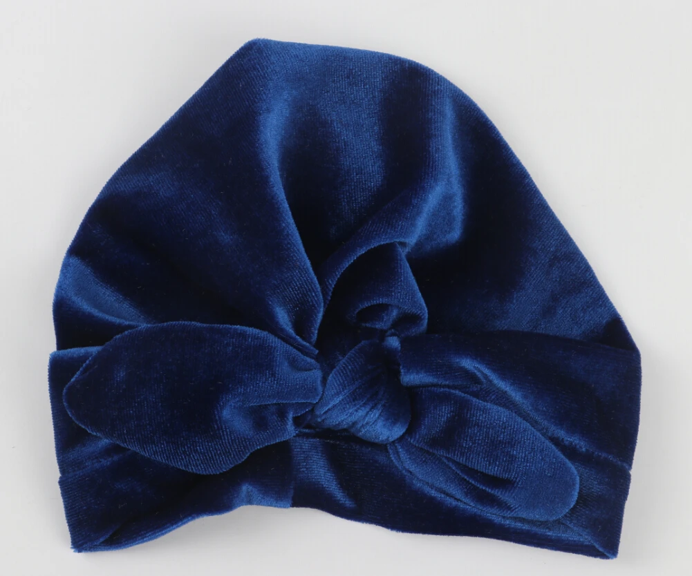 Милая бархатная Шапка-бини для новорожденных мальчиков и девочек, зимняя теплая шапка, новинка - Цвет: Royal Blue
