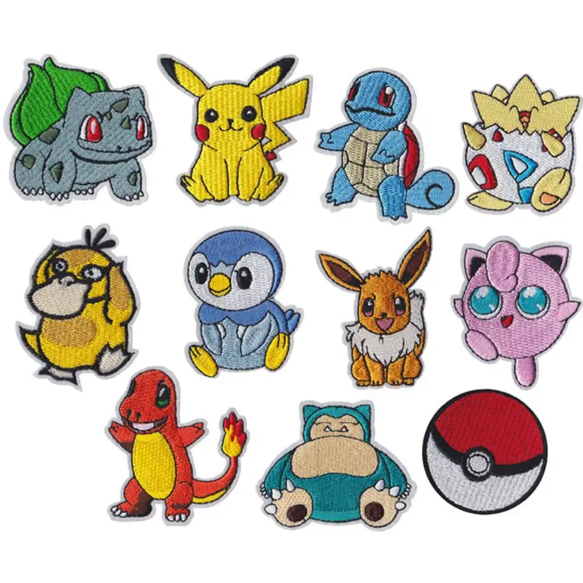 

New Arrival Pokeball Various Characters Pikachu Squirtle Bulbasour Iron on Patch Clothes Apparel DIY Stickers Badges Patches