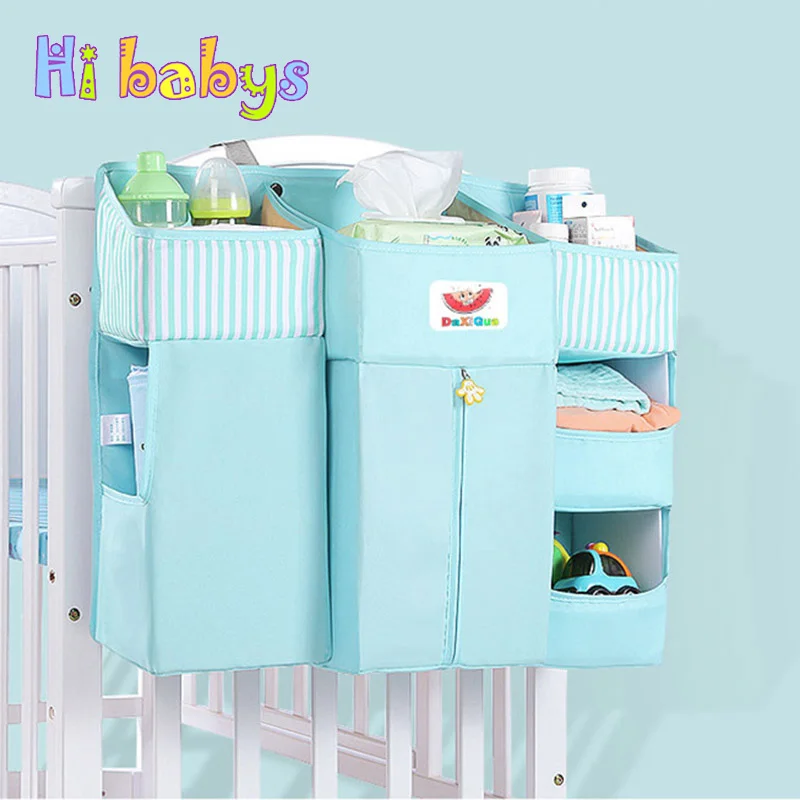 

Nursery Crib Organizer Hanging Baby Bedding Set Infant Diaper Organizer Attaching Baby Storage Soft Baby Room Accessories