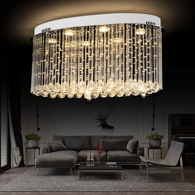 

Tubor oval shape modern Crystal Dining Ceiling Lamp luxury crystal Bedroom lamp hotel Hall living room light chandelier light