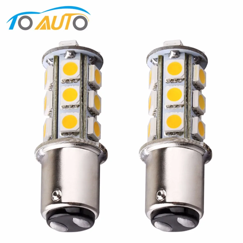 2pcs 1142 BA15D 18 SMD 5050 Tail Turn Signal lamp Warm White led car bulbs rear brake Lights Car
