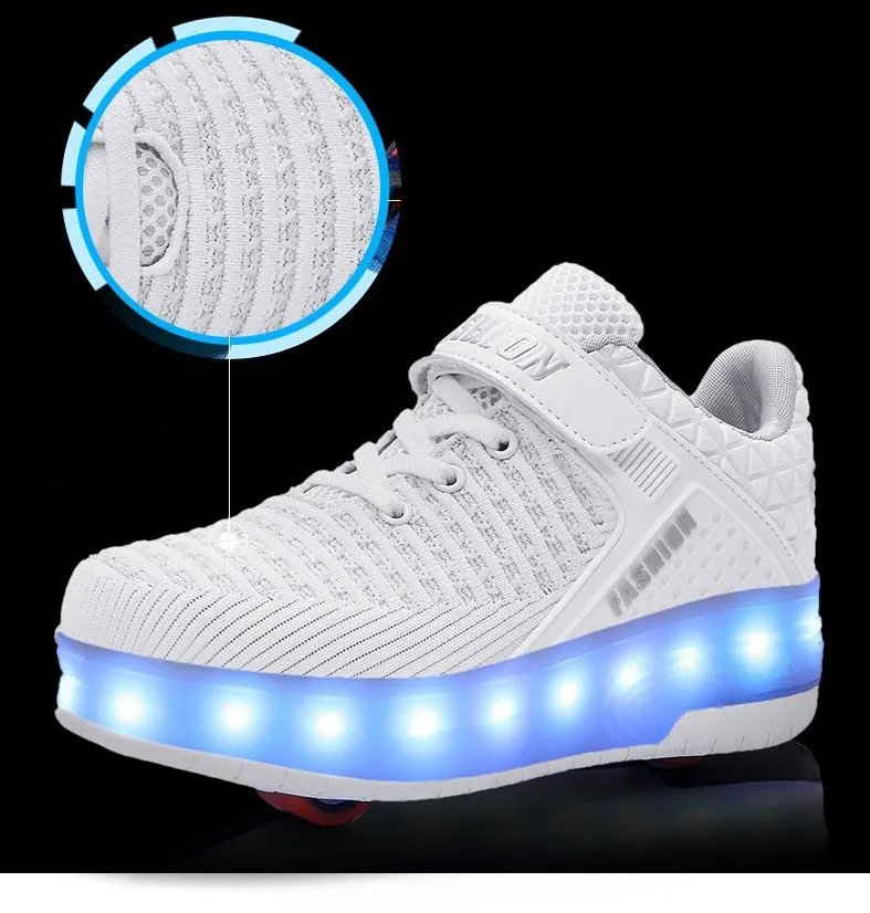 Новые уличные модные детские роликовые коньки с двумя колесами детские дышащие уличные Сникерсы для мальчиков и девочек Heely USB СВЕТОДИОДНЫЙ светильник обувь