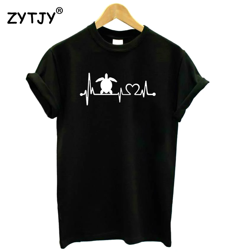 

Sea Turtle Heartbeat Lifeline Print Women tshirt Casual Cotton Hipster Funny t shirt For Girl Lady Top Drop Ship BA-307