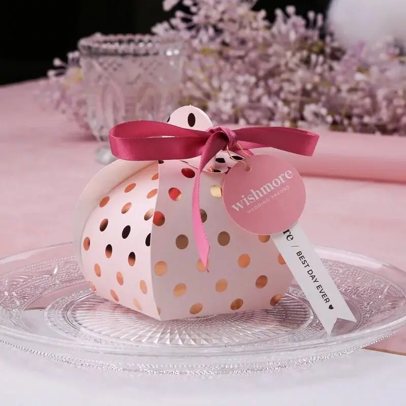 Free Shipping 50Pcs Wedding Favor boxes pink Candy Box Bridal Shower