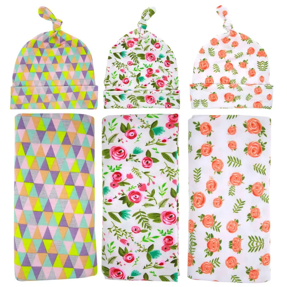 Пеленальный мешочек для сна для новорожденных Пеленальное Одеяло Набор шапочек-бини шапочка для новорожденных Одежда для дома реквизит для ребенка подарок для душа