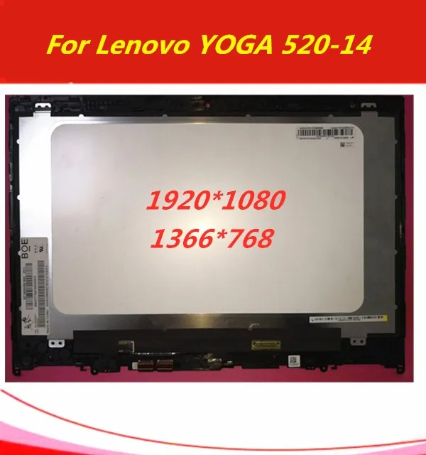 

Free shipping 14" LCD Screen+Touch Digitizer Assembly with Frame Laptop For Lenovo Yoga 520-14 520-14IKB for Lenovo Flex 5-14