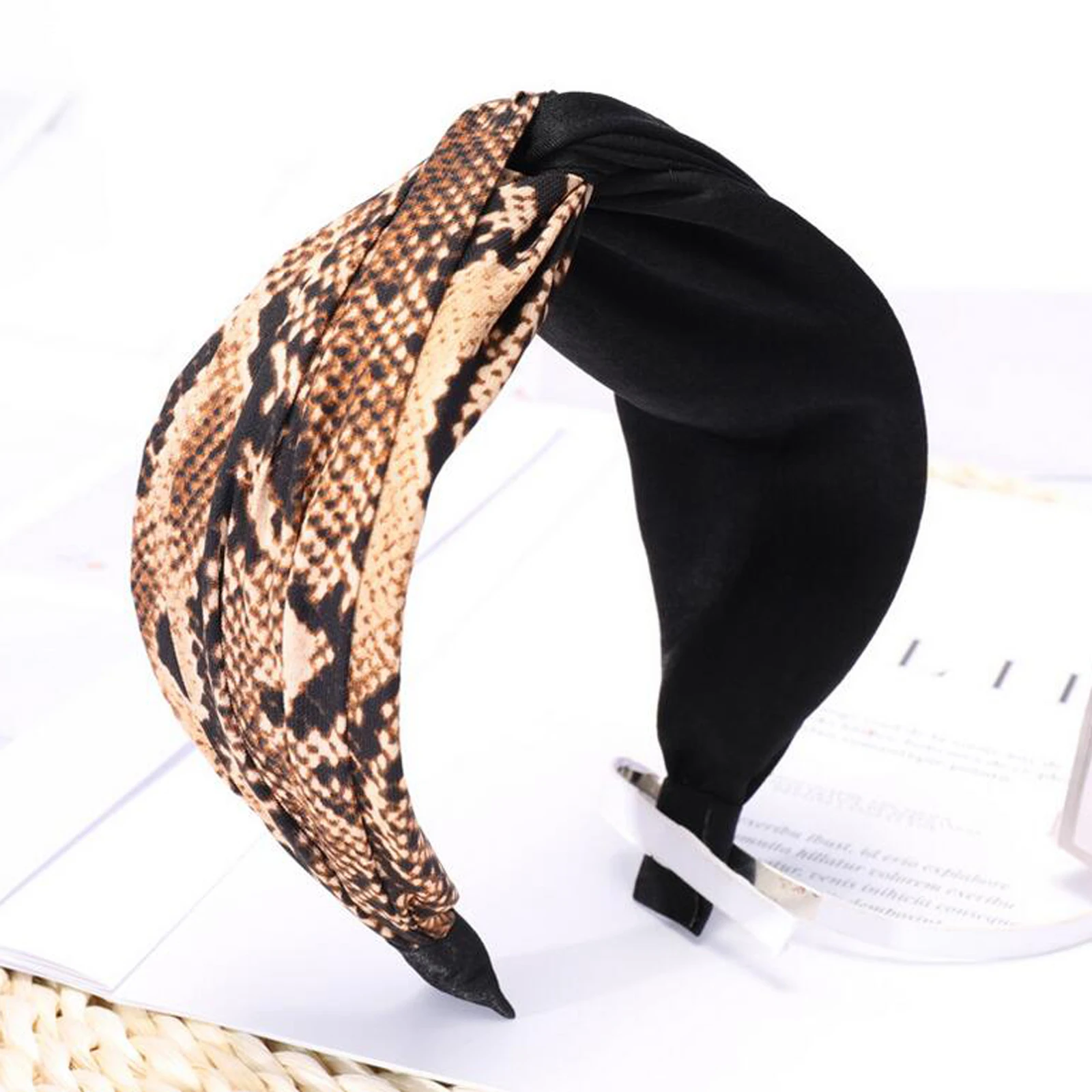 Новая модная широкая боковая повязка для волос женская леопардовая Лоскутная повязка на голову высокая эластичная повязка для волос головная повязка для взрослых Лето