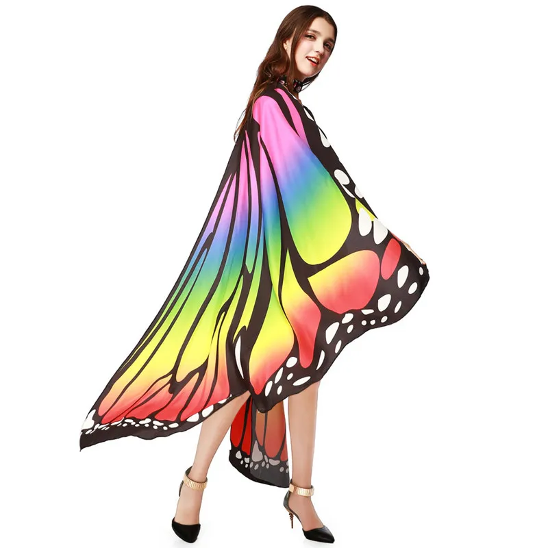 Для женщин шарф пляж пашмины крыло бабочки накидкой Обёрточная бумага подарки Новинка печати шарфы градиент Цвет пончо disfraz Mujer # TW