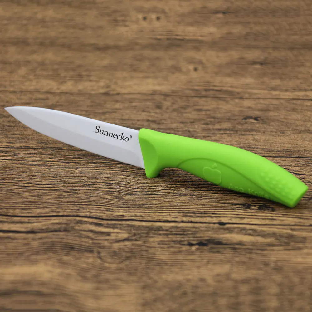Sunnecko 4 inches Utility Kitchen Knife with Green PP+TPR Handle