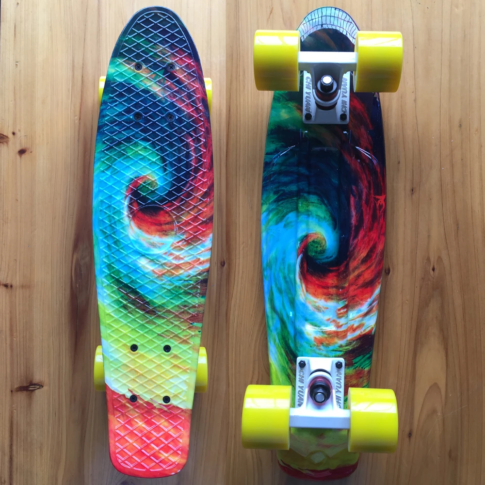 22" X 6" Skateboards Retro Standard Skate Board Mini Cruiser Plastic Longboard Graphic for Girls Twister