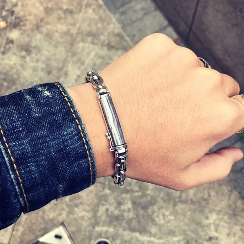 ZABRA-Genuine-925-Sterling-Silver-Bracelet-Man-7mm-Thickness-Customize-Length-Punk-Rock-Vintage-Cross-Bracelet