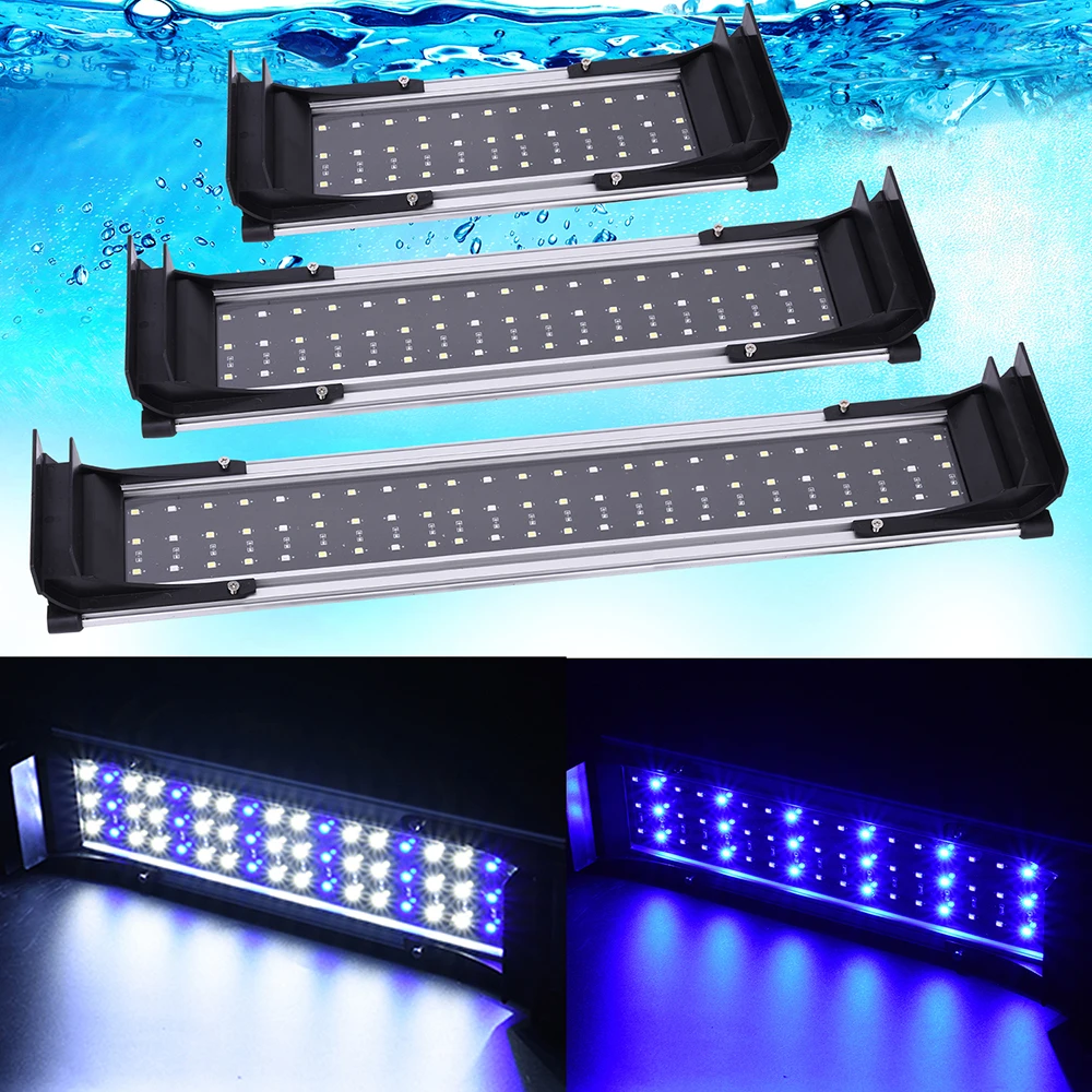 

Aquarium Light US AU EU UK Pulg Extendable Fish Tank Light Switch Control White+Blue LED Aquarium Fish Tank Cover Light LED