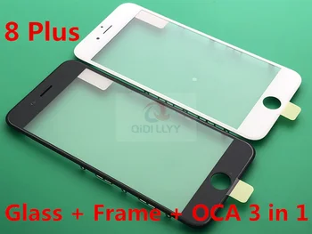 

50pcs/lot AAA+ 3 in 1 front cold pressed outer glass Middle Bezel frame assembled + OCA film for iPhone 8 Plus 5.5' Replacement