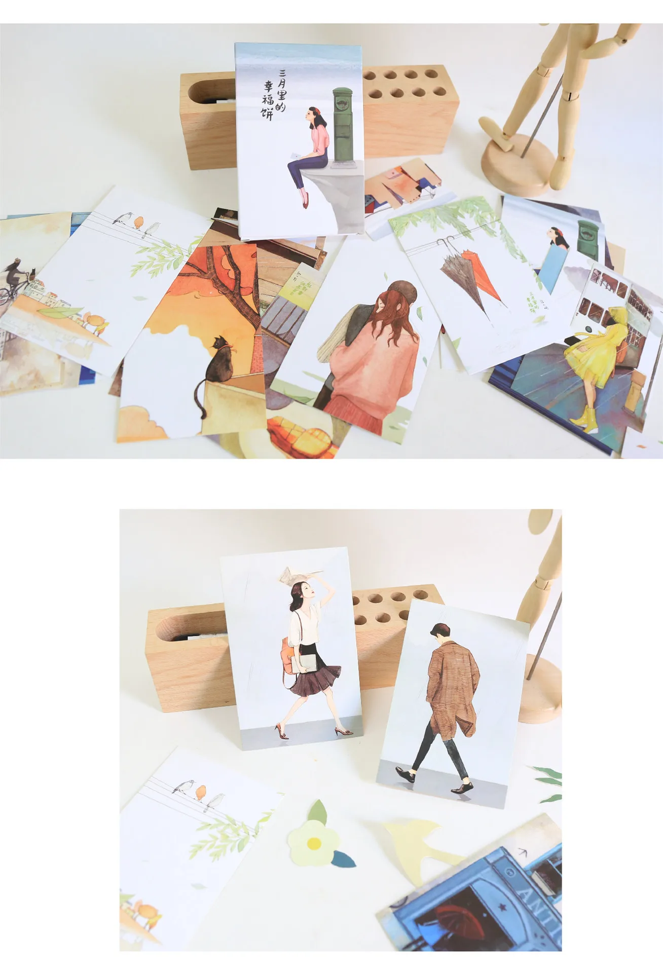 30 листов/набор креативная открытка с надписью "Happy Life in March" поздравительная открытка с сообщением Подарочная открытка на день рождения