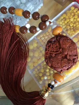 

Chinese annatto carved sculpture -The statue of the fish car home accessories gifts feng shui hang up