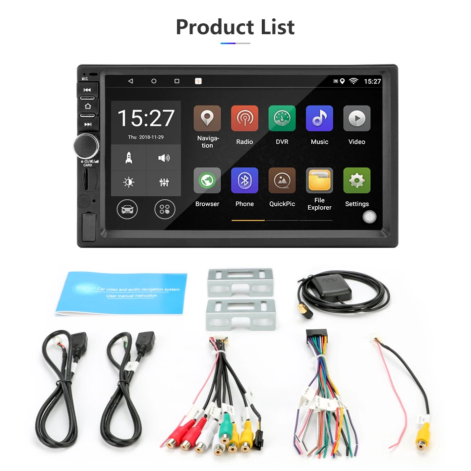 Flash Deal Vtopek 7" dual din FM radio car radio Android multimedia control system rear camera TF Card  Touch Screen GPS 12V Universal 17