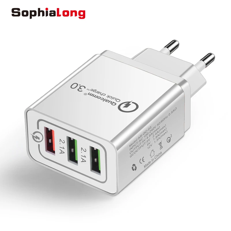 Универсальный 18 Вт USB Quick charge 3 0 5V 3A для iPhone 8 7 X вилка европейского и американского