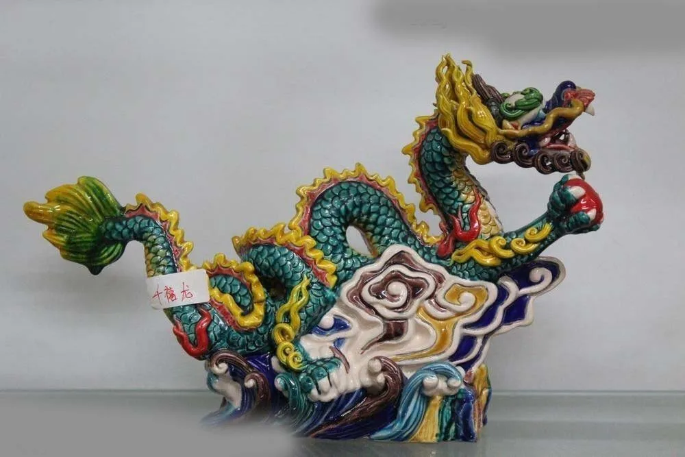 

7 Taiwan Cochin pottery Colorful porcelain Feng Shui Wealth Fly Dragon Play Bead